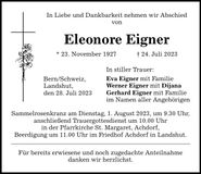 Traueranzeige Eleonore Eigner