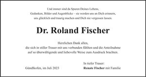 Traueranzeige Roland Fischer