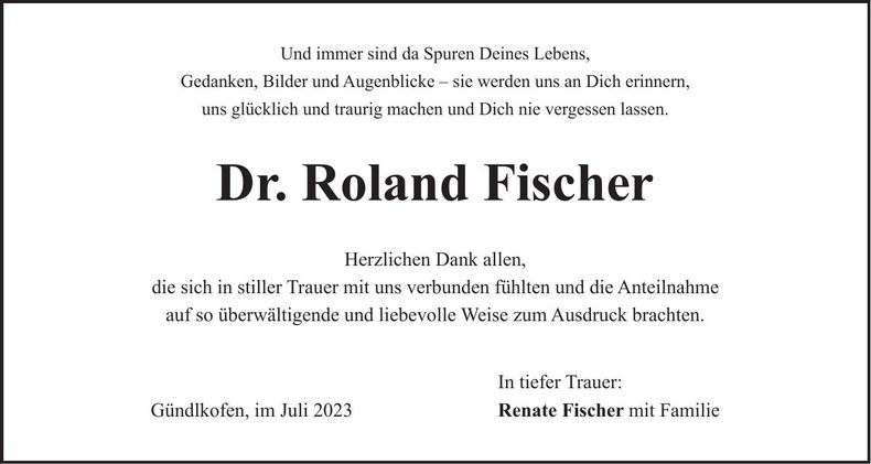 Traueranzeige Roland Fischer