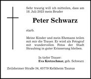 Traueranzeige Peter Schwarz