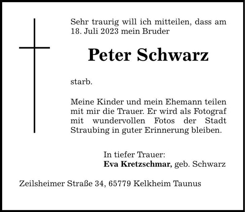 Traueranzeige Peter Schwarz