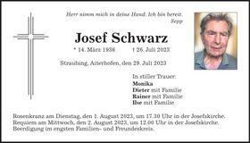 Traueranzeige Josef Schwarz