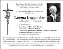 Traueranzeige Lorenz Leppmeier