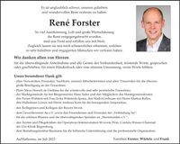 Traueranzeige René Forster