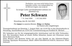 Traueranzeige Peter Schwarz