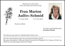 Traueranzeige Marion Aulfes-Schmid