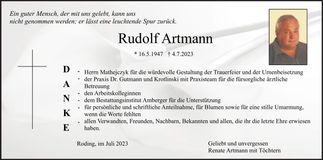 Traueranzeige Rudolf Artmann