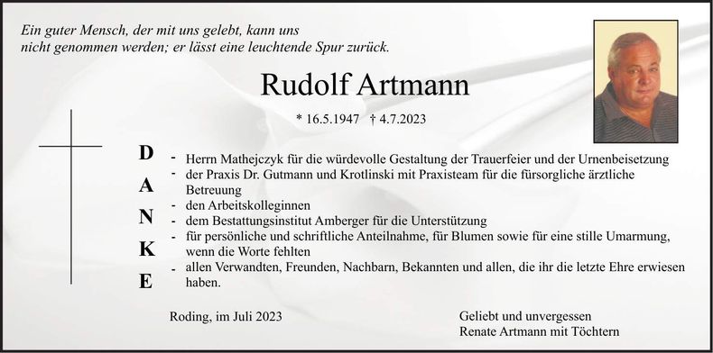 Traueranzeige Rudolf Artmann