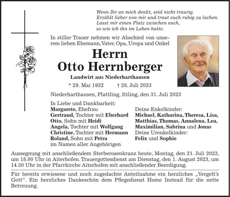 Traueranzeige Otto Herrnberger
