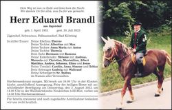 Traueranzeige Eduard Brandl