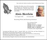 Traueranzeige Alois Herrlein