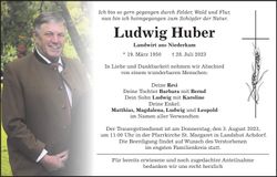 Traueranzeige Ludwig Huber