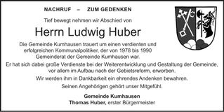 Traueranzeige Ludwig Huber