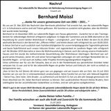 Traueranzeige Bernhard Moissl