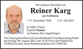 Traueranzeige Reiner Karg