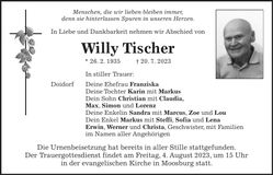 Traueranzeige Willy Tischer