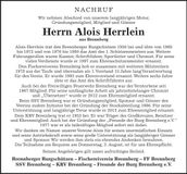 Traueranzeige Alois Herrlein