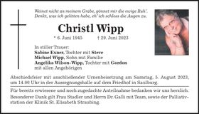 Traueranzeige Christina Wipp