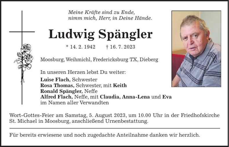 Traueranzeige Ludwig Spängler