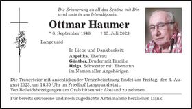 Traueranzeige Ottmar Haumer