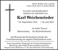 Traueranzeige Karl Weichenrieder