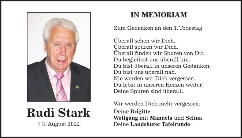 Traueranzeige Rudi Stark