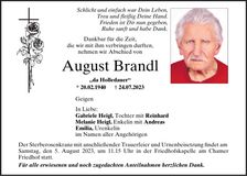 Traueranzeige August Brandl