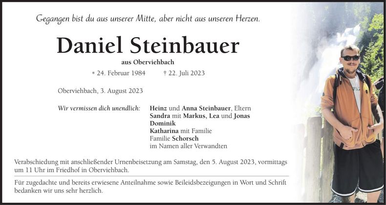 Traueranzeige Daniel Steinbauer