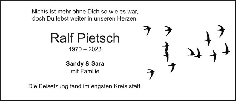 Traueranzeige Ralf Pietsch