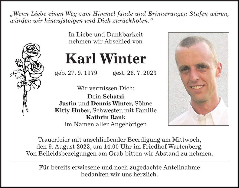 Traueranzeige Karl Winter