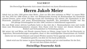 Traueranzeige Jakob Meier