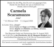 Traueranzeige Carmela Scaramuzzo