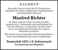 Traueranzeige Manfred Richter