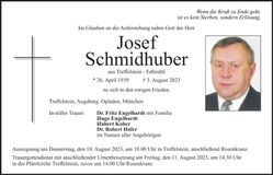 Traueranzeige Josef Schmidhuber