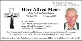 Traueranzeige Alfred Meier