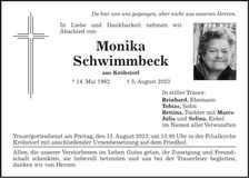 Traueranzeige Monika Schwimmbeck