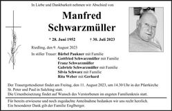 Traueranzeige Manfred Schwarzmüller