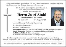 Traueranzeige Josef Stahl