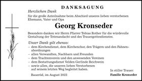 Traueranzeige Georg Kronseder