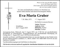 Traueranzeige Eva-Maria Gruber