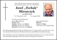 Traueranzeige Josef Mironczyk
