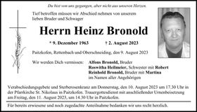 Traueranzeige Heinz Bronold