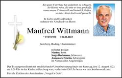 Traueranzeige Manfred Wittmann