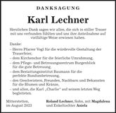 Traueranzeige Karl Lechner