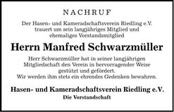 Traueranzeige Manfred Schwarzmüller