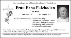 Traueranzeige Erna Falzboden