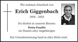 Traueranzeige Erich Giggenbach