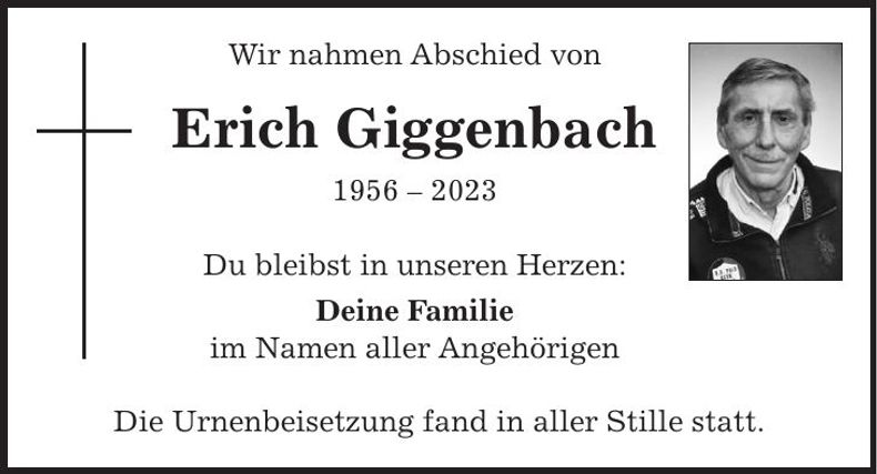 Traueranzeige Erich Giggenbach