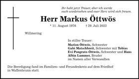 Traueranzeige Markus Öttwös