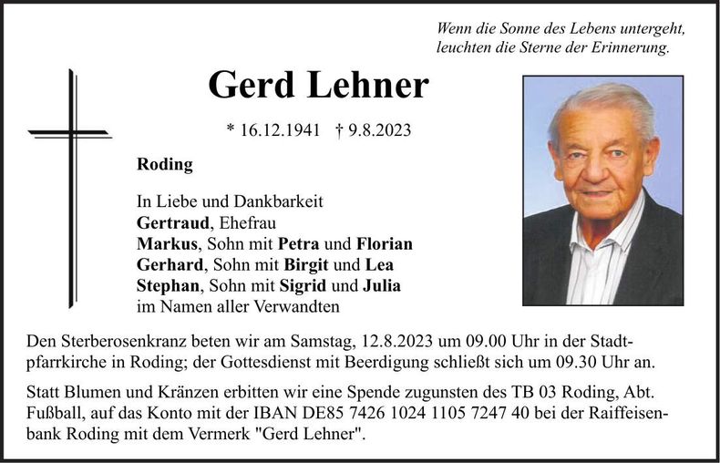 Traueranzeige Gerd Lehner